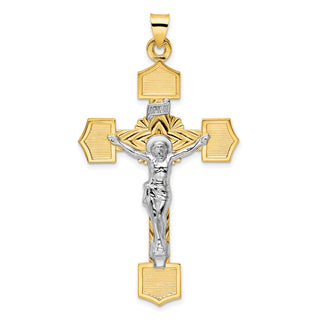 14k Two-tone Gold Polished Solid INRI Crucifix Pendant XR2065