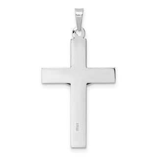 14k White Gold Polished Solid INRI Striped Crucifix Pendant XR2066