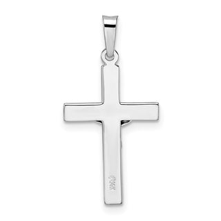 14k White Gold Polished Solid INRI Striped Crucifix Pendant XR2067