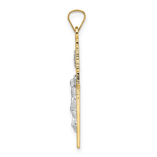 14k Two-tone Gold Polished Solid INRI Crucifix Pendant XR2068