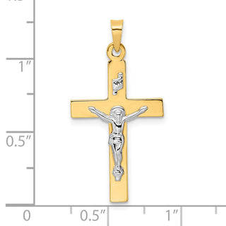 14k Two-tone Gold Polished Solid INRI Crucifix Pendant XR2068
