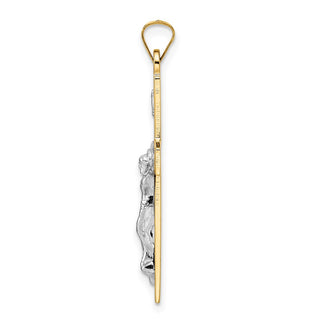 14k Two-tone Gold Polished Solid INRI Crucifix Pendant XR2069