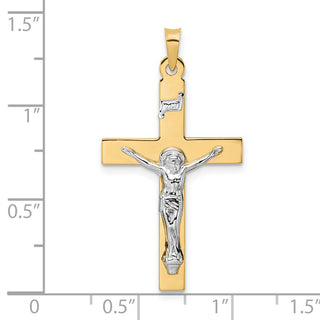 14k Two-tone Gold Polished Solid INRI Crucifix Pendant XR2069