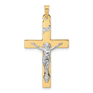 14k Two-tone Gold Polished Solid INRI Crucifix Pendant XR2069