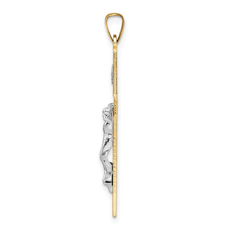 14k Two-tone Gold Polished Solid INRI Crucifix Pendant XR2070