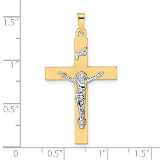14k Two-tone Gold Polished Solid INRI Crucifix Pendant XR2070