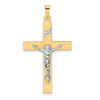 14k Two-tone Gold Polished Solid INRI Crucifix Pendant XR2070