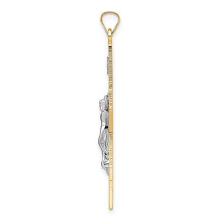 14k Two-tone Gold Polished Solid INRI Crucifix Pendant XR2071