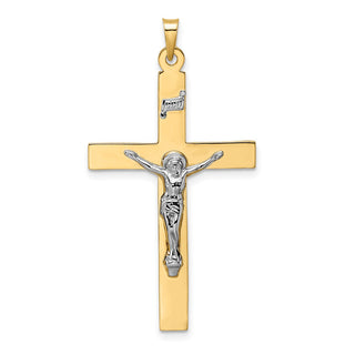 14k Two-tone Gold Polished Solid INRI Crucifix Pendant XR2071