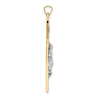 14k Two-tone Gold Solid INRI Crucifix Pendant XR2072
