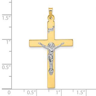 14k Two-tone Gold Solid INRI Crucifix Pendant XR2072