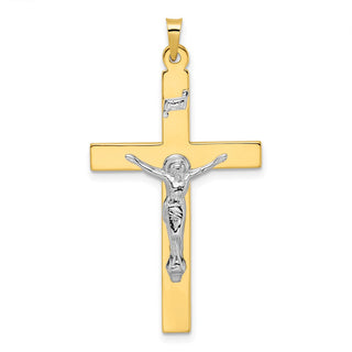 14k Two-tone Gold Solid INRI Crucifix Pendant XR2072
