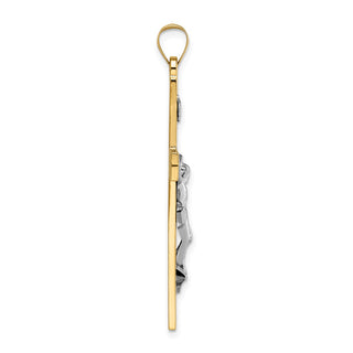 14k Two-tone Gold Polished Solid INRI Crucifix Pendant XR2073
