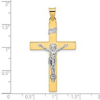 14k Two-tone Gold Polished Solid INRI Crucifix Pendant XR2073