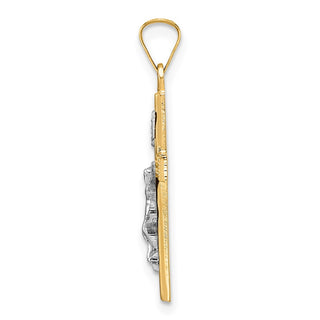 14k Two-tone Gold Polished Solid INRI Crucifix Pendant XR2074