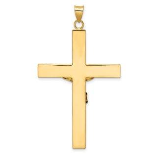 14k Two-tone Gold Polished Solid INRI Crucifix Cross Pendant XR2076