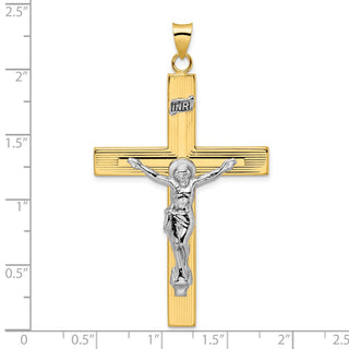 14k Two-tone Gold Polished Solid INRI Crucifix Cross Pendant XR2076