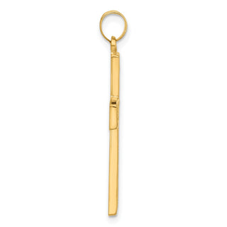 14K Yellow Gold Polished and Textured Floral Cross Pendant