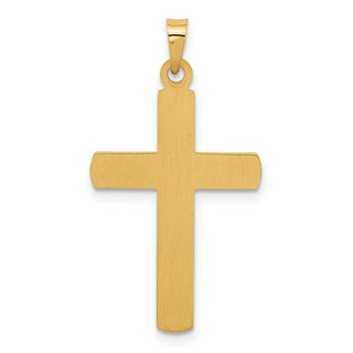 14K Yellow Gold Polished and Textured Hollow Latin Cross Pendant