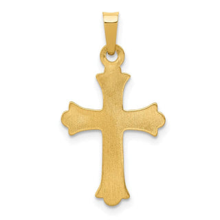 14k Yellow Gold Hollow Fleur De Lis Cross Pendant XR208