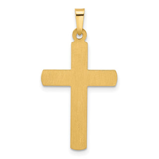 14k Two-tone Gold Textured and Polished Hollow Latin Cross Pendant