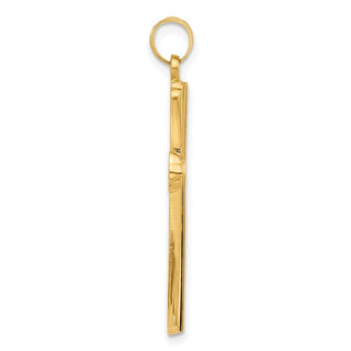 14K Yellow Gold Polished and Grooved Hollow Cross Pendant XR2081