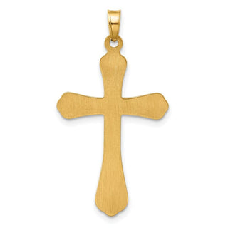 14K Yellow Gold Polished and Grooved Hollow Cross Pendant XR2081