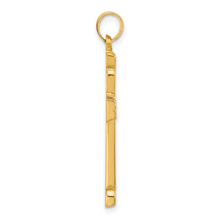 14K Yellow Gold Polished and Grooved Hollow Cross Pendant XR2083