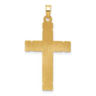 14K Yellow Gold Polished and Grooved Hollow Cross Pendant XR2083