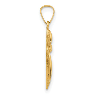 14K Yellow Gold Polished and Beaded Hollow Edge Passion Cross Pendant XR2084