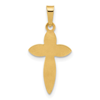 14K Yellow Gold Polished and Beaded Hollow Edge Passion Cross Pendant XR2084