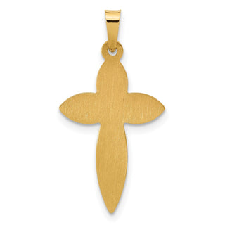 14K Yellow Gold Polished and Beaded Hollow Edge Passion Cross Pendant XR2085