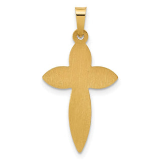 14K Yellow Gold Polished and Beaded Hollow Edge Passion Cross Pendant XR2085