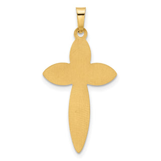 14K Yellow Gold Polished and Beaded Hollow Edge Passion Cross Pendant XR2086