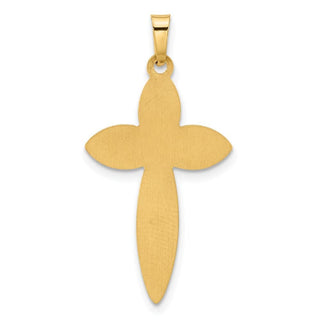 14K Yellow Gold Polished and Beaded Hollow Edge Passion Cross Pendant XR2086