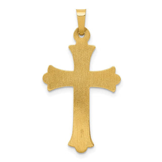 14k Yellow Gold Hollow Fleur De Lis Cross Pendant XR209