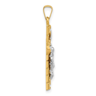 14k Two-tone Gold Hollow Crucifix Pendant