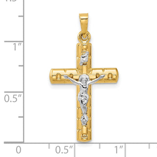 14k Two-tone Gold Hollow Crucifix Pendant