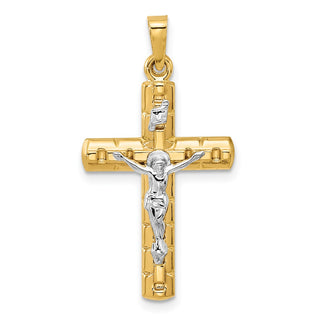 14k Two-tone Gold Hollow Crucifix Pendant