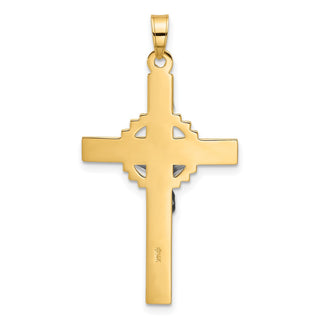 14k Two-tone Gold Textured Hollow INRI Crucifix Pendant