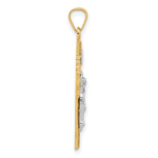14k Two-tone Gold Hollow INRI Crucifix Pendant XR2094