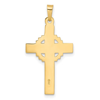 14k Two-tone Gold Hollow INRI Crucifix Pendant XR2094
