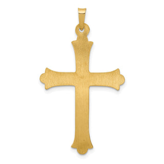 14k Yellow Gold Hollow Fleur De Lis Cross Pendant XR210