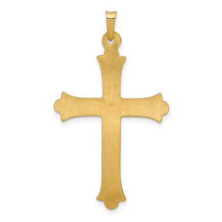 14k Yellow Gold Hollow Fleur De Lis Cross Pendant XR210