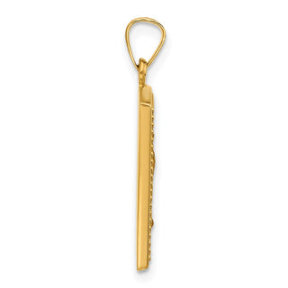 14K Yellow Gold Rectangular Hollow Our Lady of Guadalupe Medal Pendant