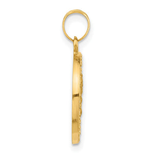14K Yellow Gold Hollow Our Lady of Mt Carmel Medal Pendant