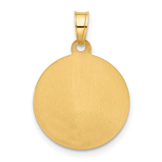 14K Yellow Gold Hollow Our Lady of Mt Carmel Medal Pendant