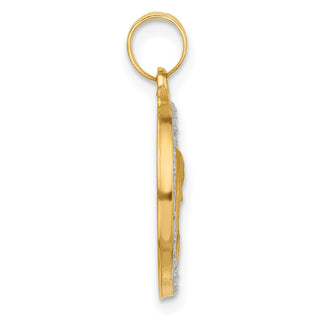 14K Yellow Gold and Rhodium-plating Hollow Lady of Sorrows Pendant