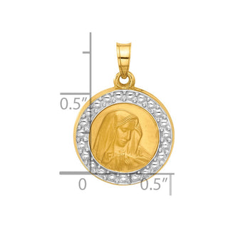 14K Yellow Gold and Rhodium-plating Hollow Lady of Sorrows Pendant