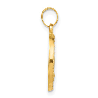 14K Yellow Gold Hollow Miraculous Mary Plain Back Medal Pendant